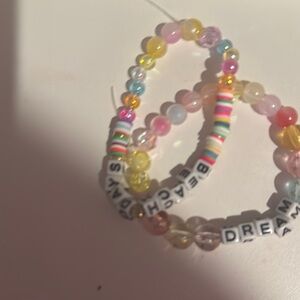 Pink and Yellow Beaded Jewelry Set with Pastel Accents